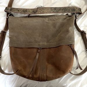 Rough and Tumble City Safari Double Zip Convertible Leather Backpack Bag